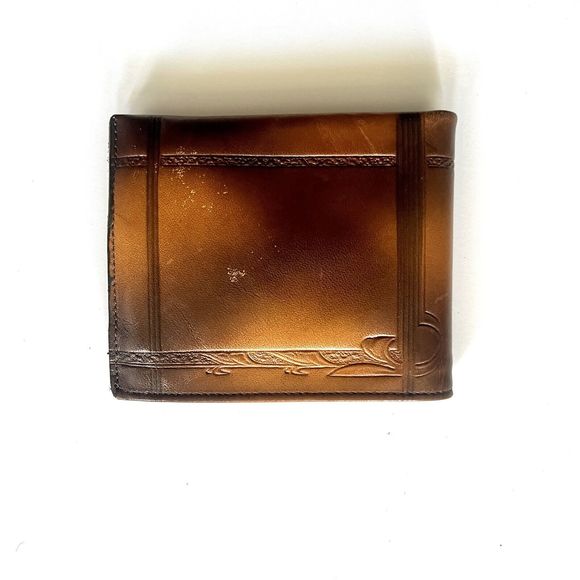 Vintage Cameo Brown Leather Wallet Bifold Card Holder Zipper Pocket - Picture 4 of 8